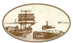 Old sailing ship leaving port