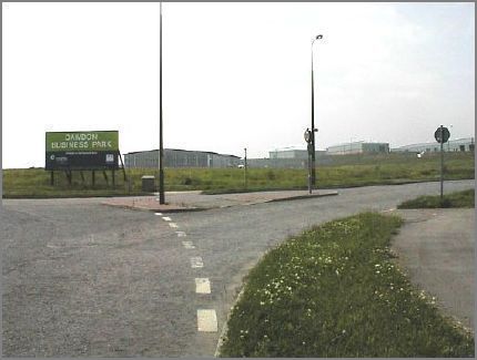 The commercial units at Dawdon Business Park are prominent. The roundabout is at the left just out of the picture.  The exit to the right leads to Hill Crescent, Dawdon and to the Dock Company entrance.
