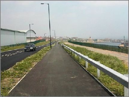 Part of the Dock Company administrative building is on the left.