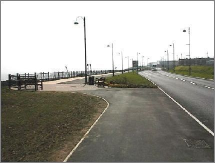 The north end length of pathway which forms a convenient viewing area for the harbour with its seats can be more clearly seen in this picture.